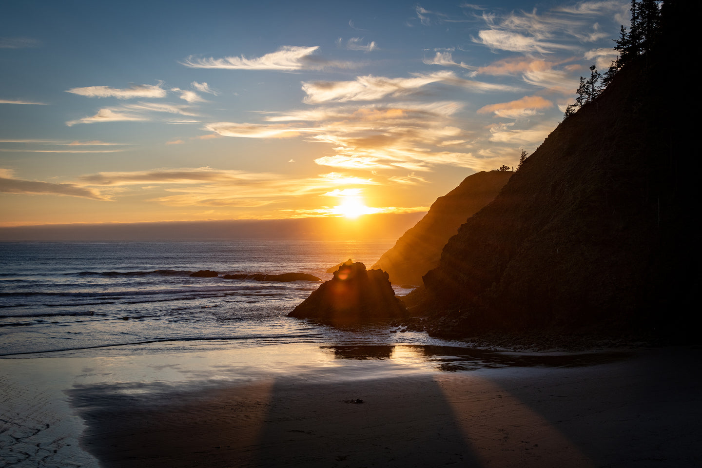 Sunset at Indian Beach in Ecola State Park, Oregon